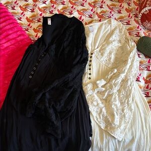 Black & Ivory Lace Button-Front Maxi Dresses